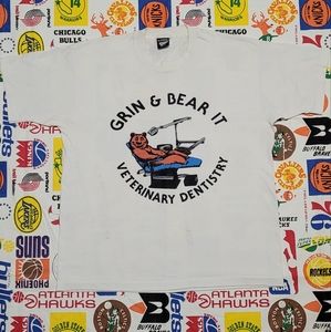 Single stitch grin and bear it graphic t shirt